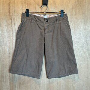 Y2K Vintage Roxy Bermuda Tailored Long Walking Casual Brown Cotton Shorts Jrs 5